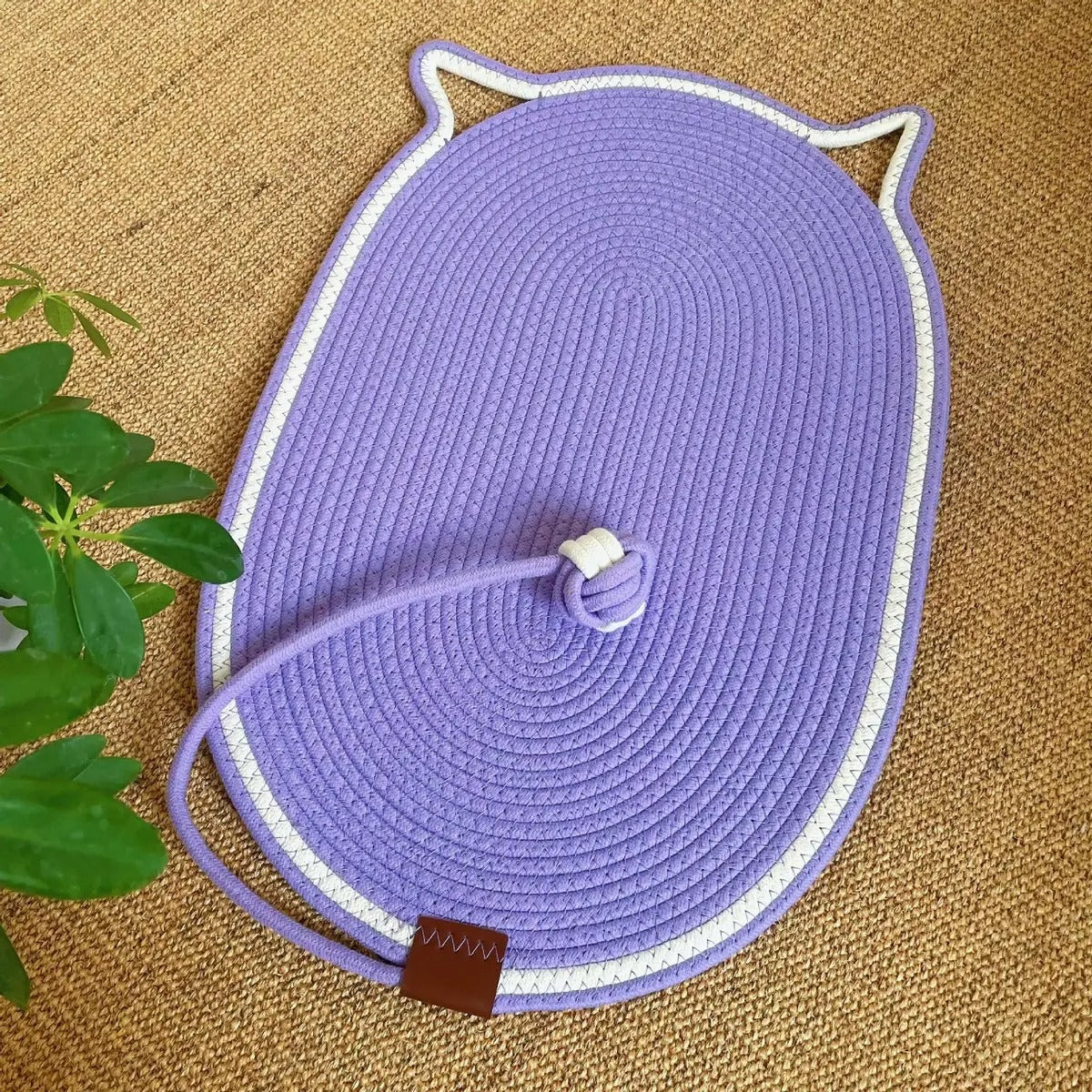 Oval Woven Cat Scratching Mat with Toy Ball_CWMM6566