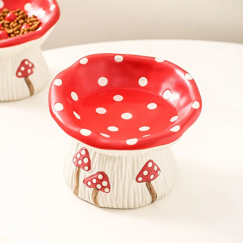 Cute Mushroom Raised Cat & Dog Food Bowl_CWMM5950