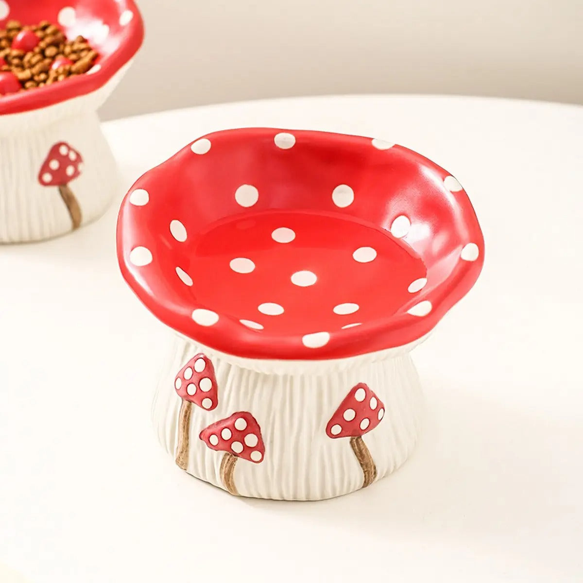 Cute Mushroom Raised Cat & Dog Food Bowl_CWMM5950