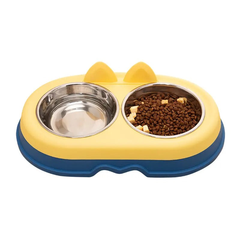 Cartoon Double Pet Bowl With Stainless Steel Bowl_CWMM5177
