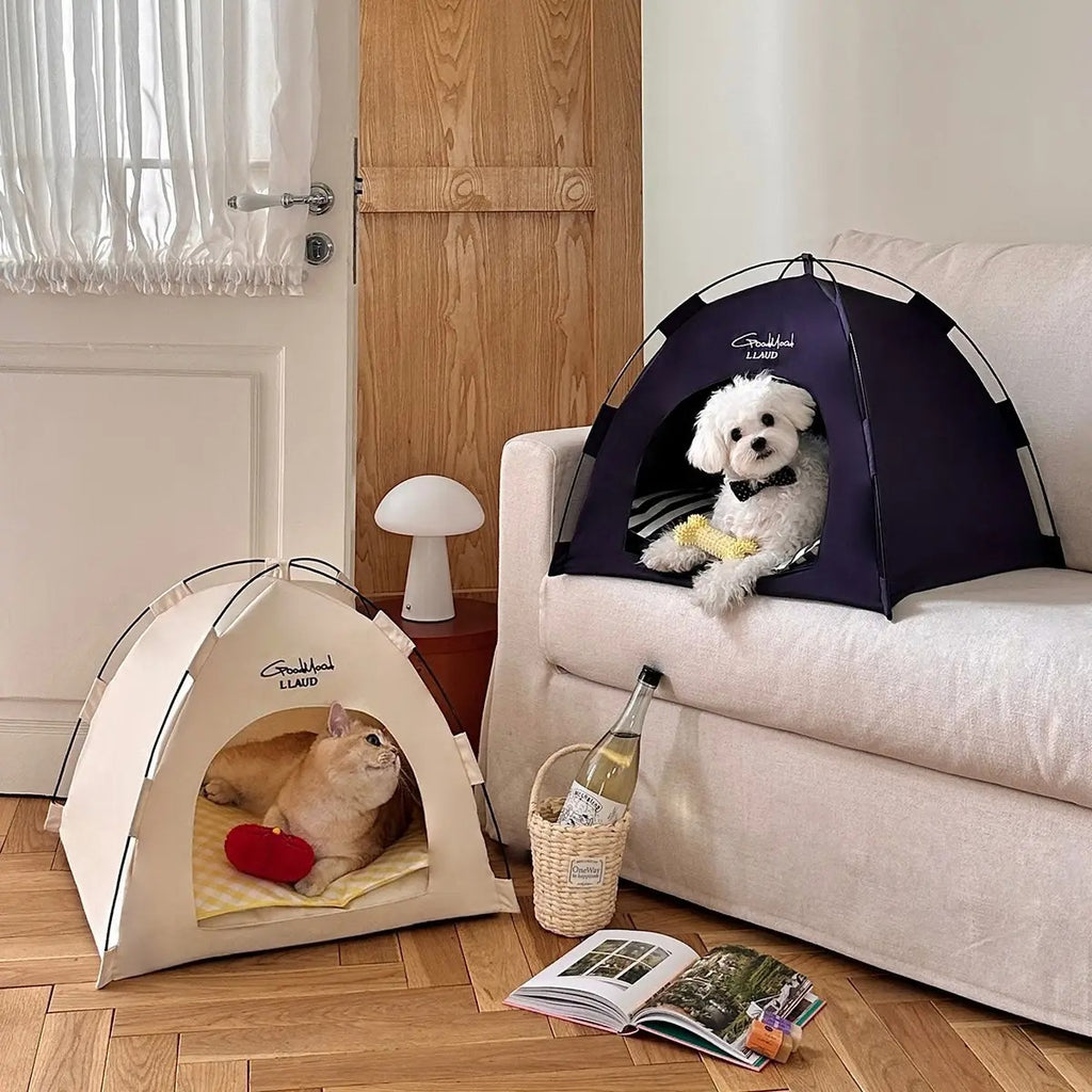 Foldable Tent Pet Bed – Semi-Enclosed & Cute_CWMM6698