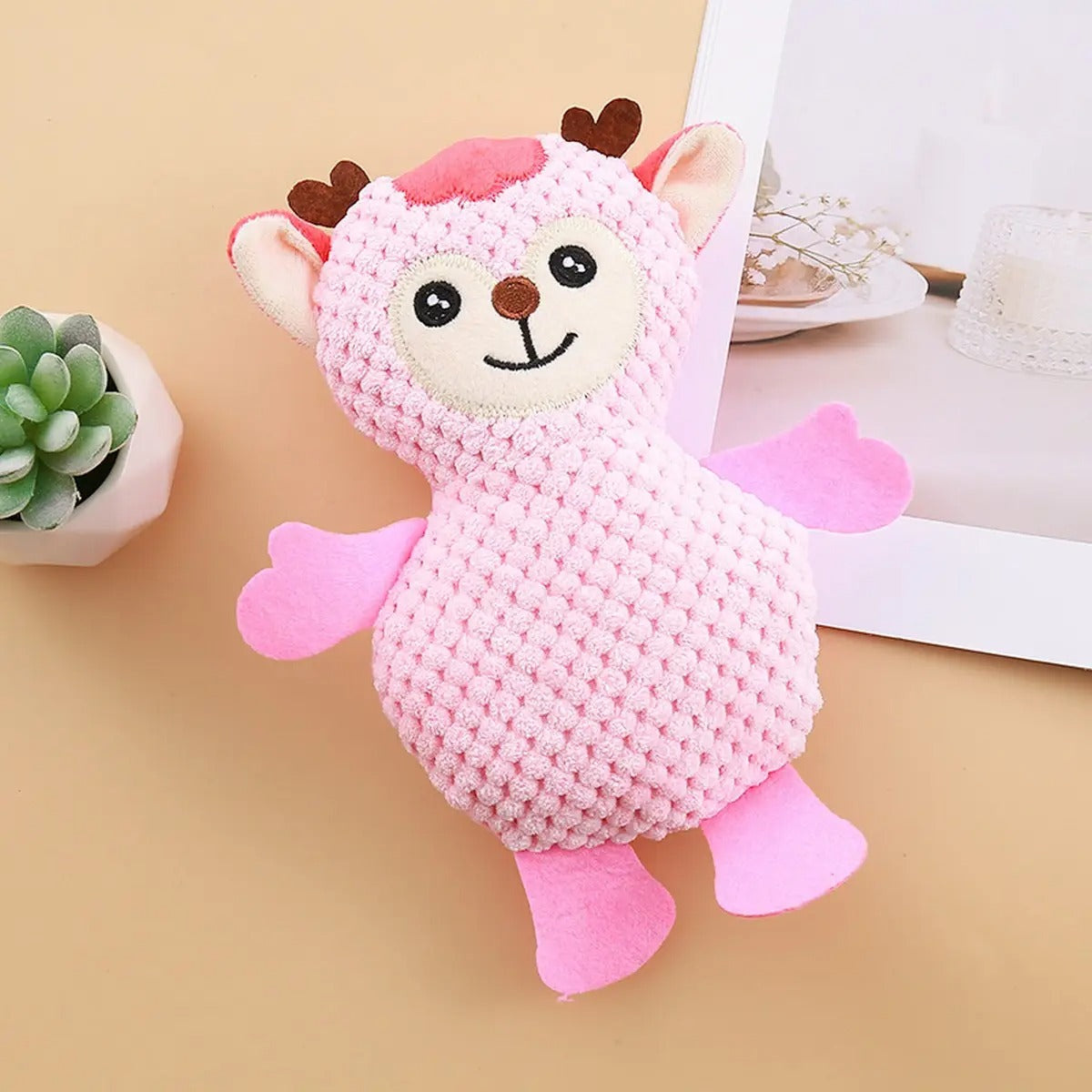 Cartoon plush deer chew toy for cats and dogs_CWMM5485