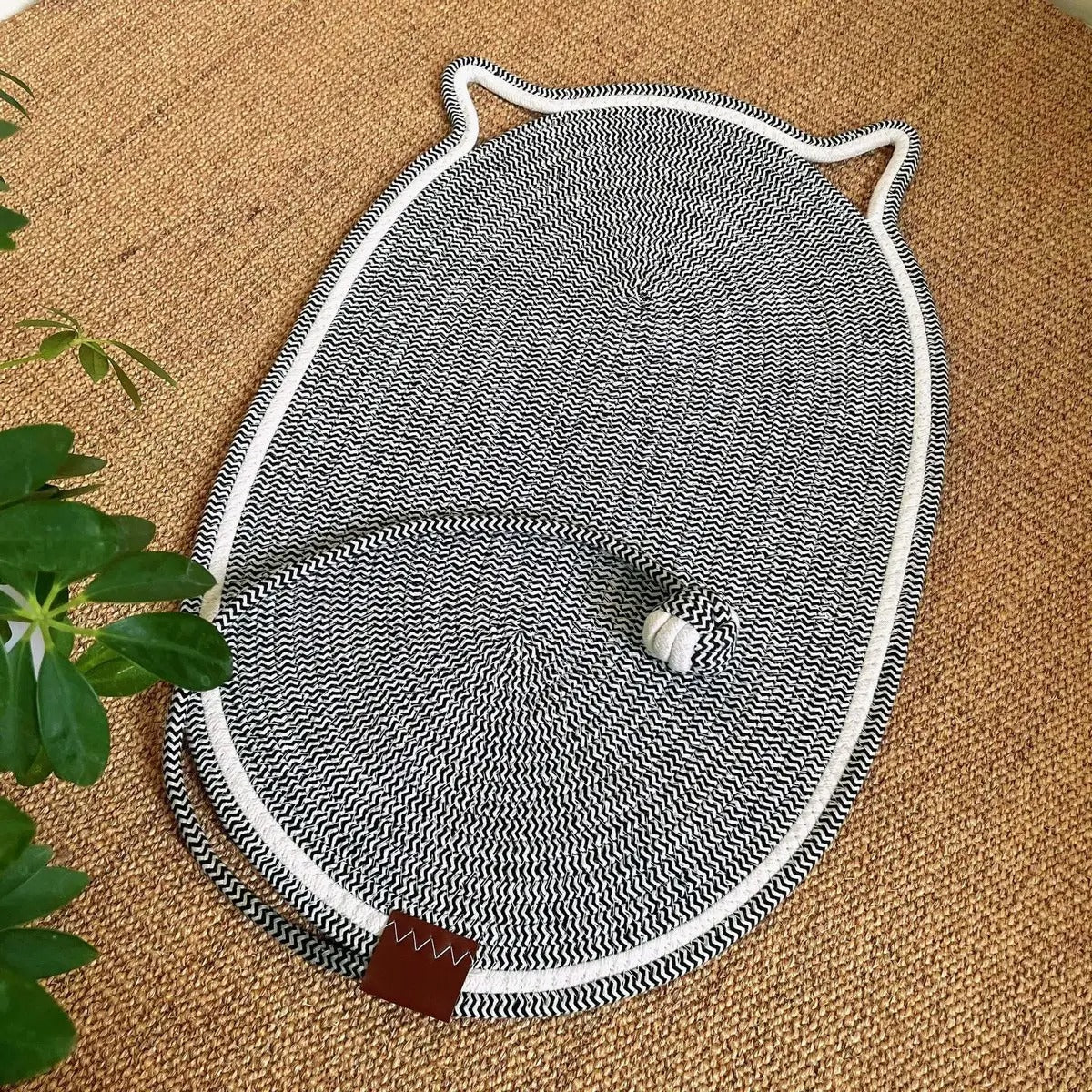 Oval Woven Cat Scratching Mat with Toy Ball_CWMM6566