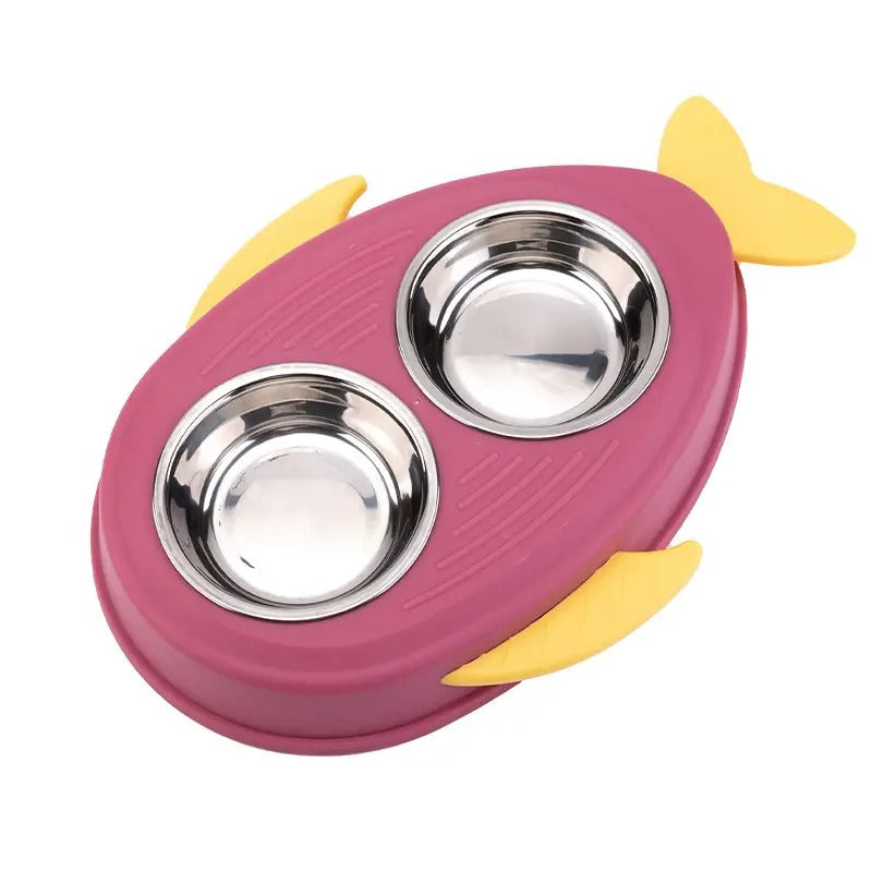 Cute Cartoon Fish-Shaped Double Pet Cat/Dog Bowl_CWMM5231