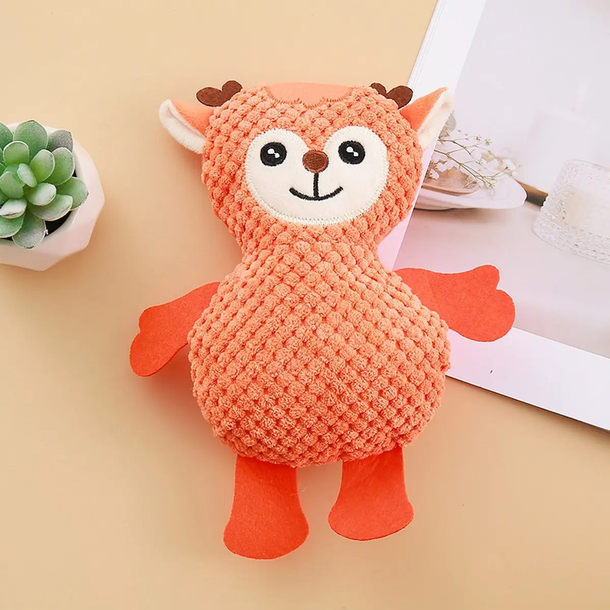 Cartoon plush deer chew toy for cats and dogs_CWMM5485