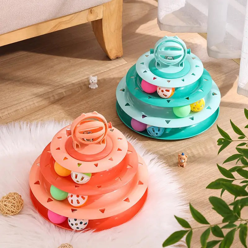 Four-Layer Cat Toy Tower with Teaser Stick_CWMM5141