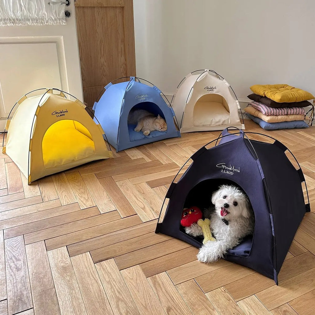 Foldable Tent Pet Bed – Semi-Enclosed & Cute_CWMM6698