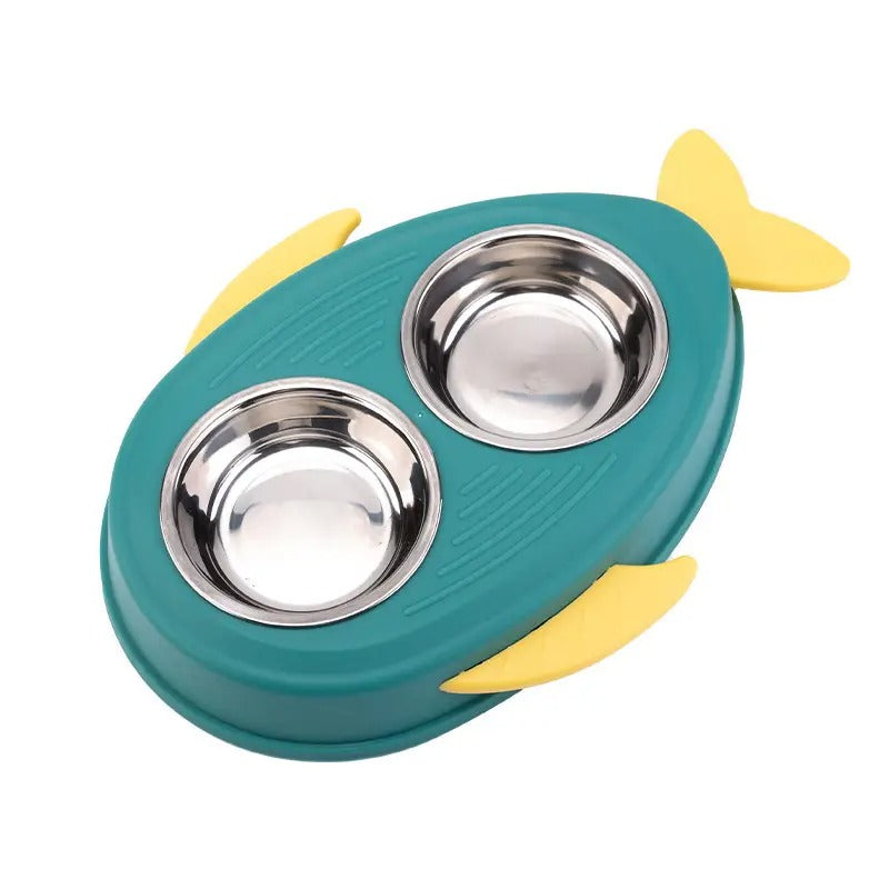Cute Cartoon Fish-Shaped Double Pet Cat/Dog Bowl_CWMM5231
