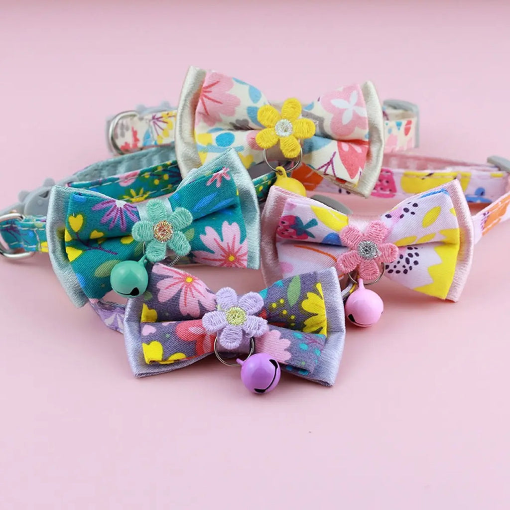 Detachable Floral Bow Pet Collar (with Bell)_CWMM5971