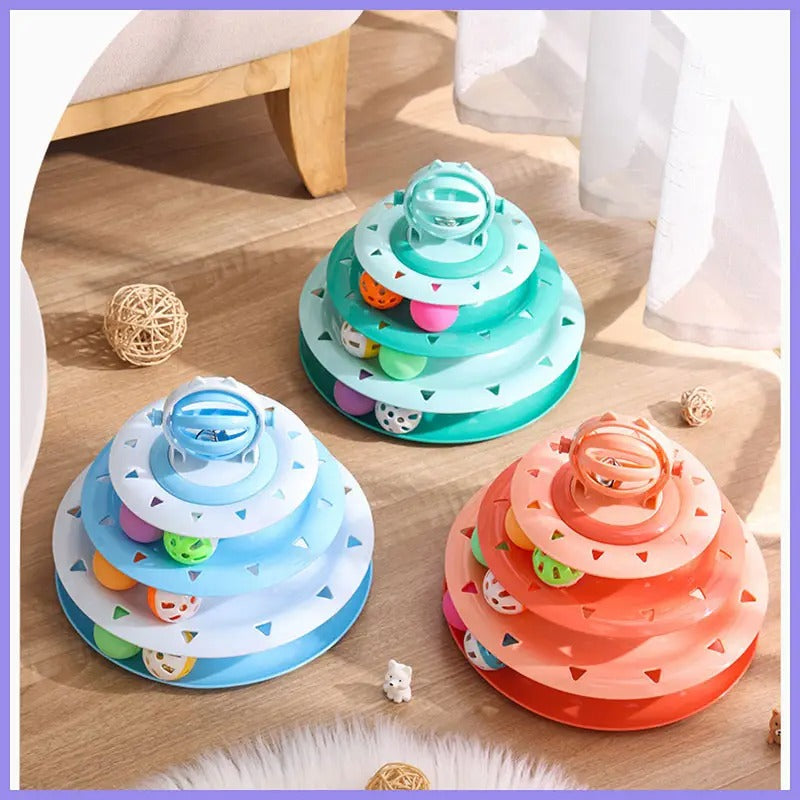 Four-Layer Cat Toy Tower with Teaser Stick_CWMM5141