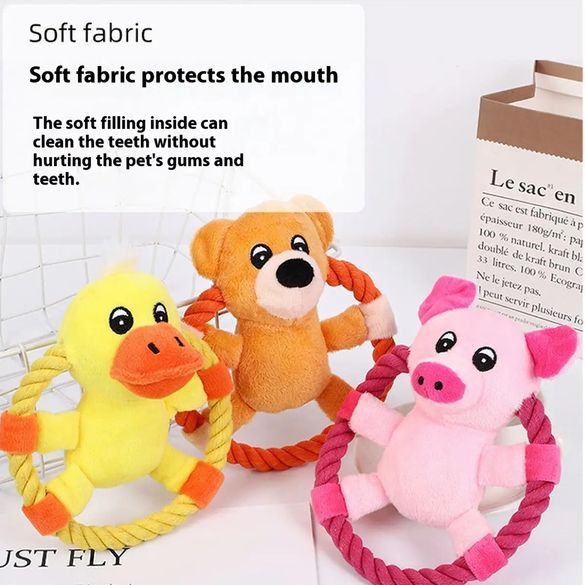 Durable Plush Dog Frisbee - Interactive Pet Toy_CWMM5444