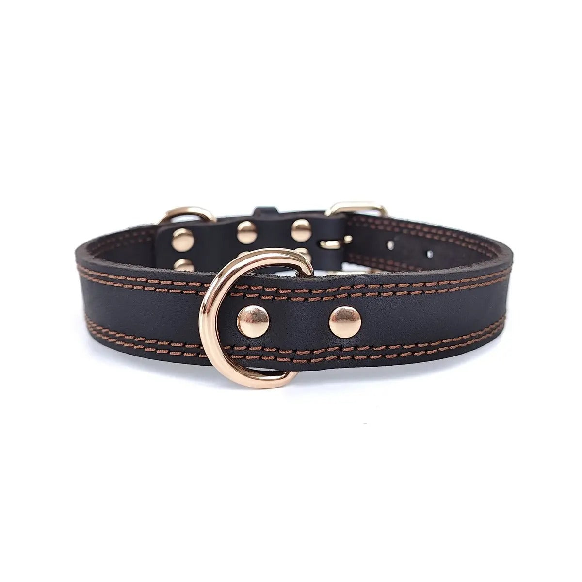 Full Grain Leather Pet Collar with D-Rings_CWMM7677