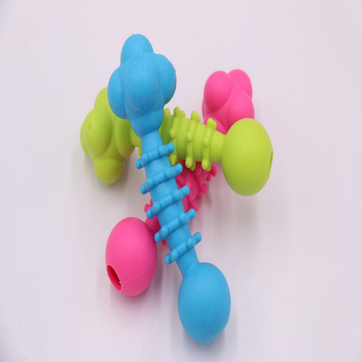 Durable Rubber Dog Chew Barbell Toy for Teeth Care_CWMM7241