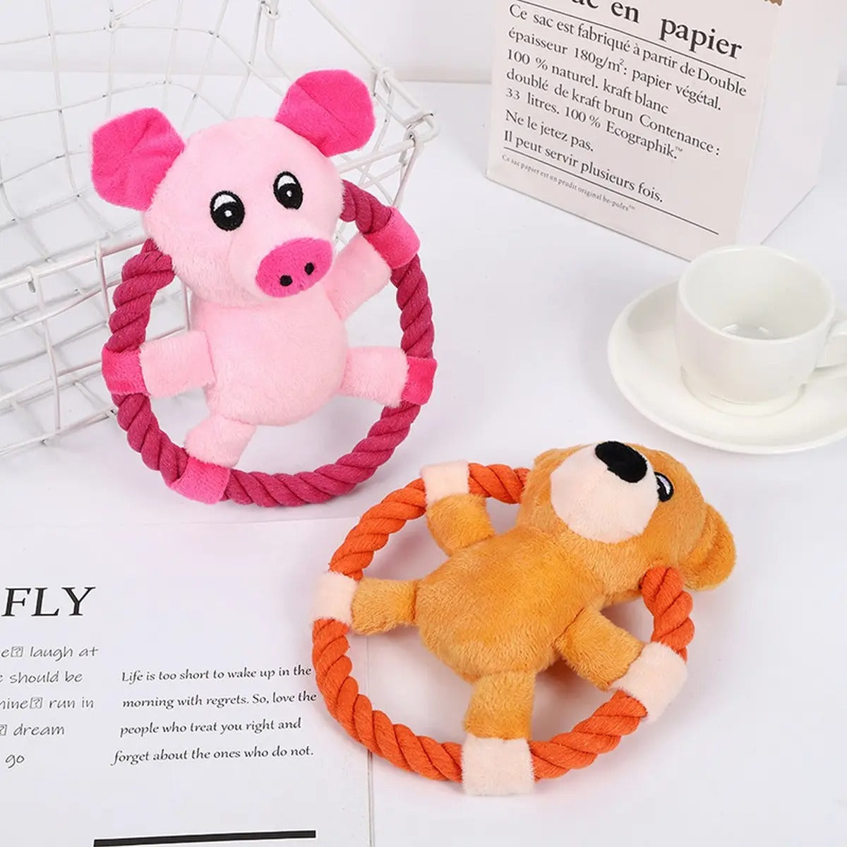 Durable Plush Dog Frisbee - Interactive Pet Toy_CWMM5444