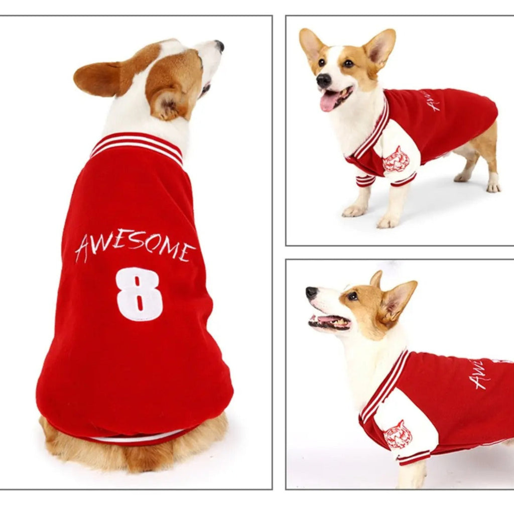 Dog Baseball Hoodie Jacket Warm Pet Sweatshirt_CWMM7466