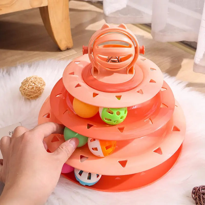 Four-Layer Cat Toy Tower with Teaser Stick_CWMM5141