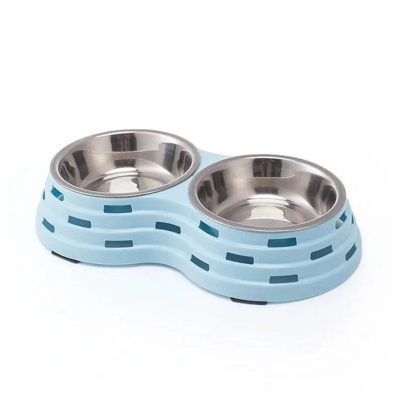 Double Pet Cat Dog Bowl,With Stainless Steel Bowl_CWMM5237