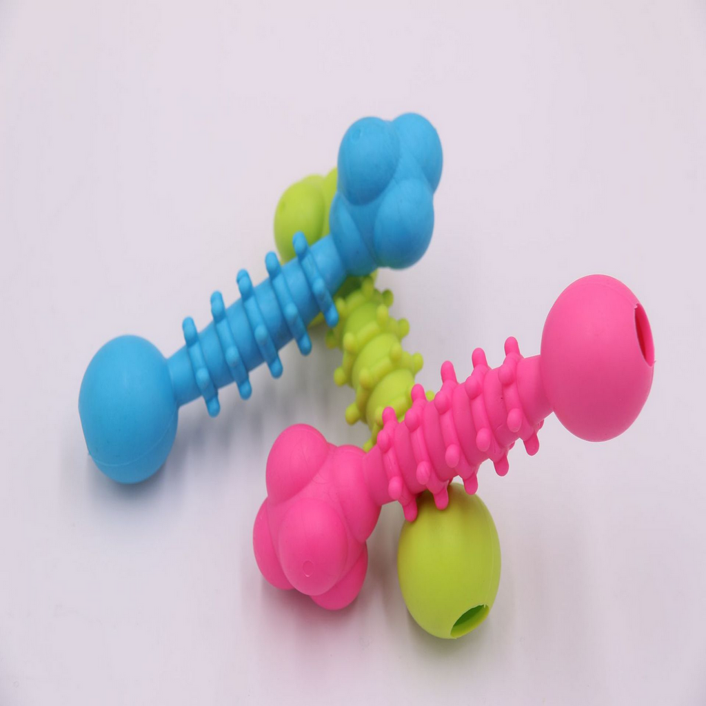 Durable Rubber Dog Chew Barbell Toy for Teeth Care_CWMM7241