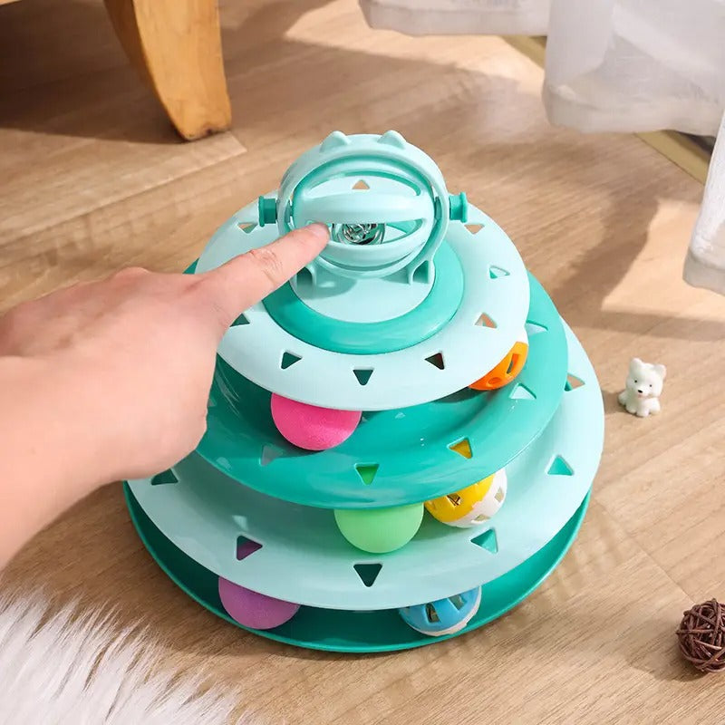 Four-Layer Cat Toy Tower with Teaser Stick_CWMM5141