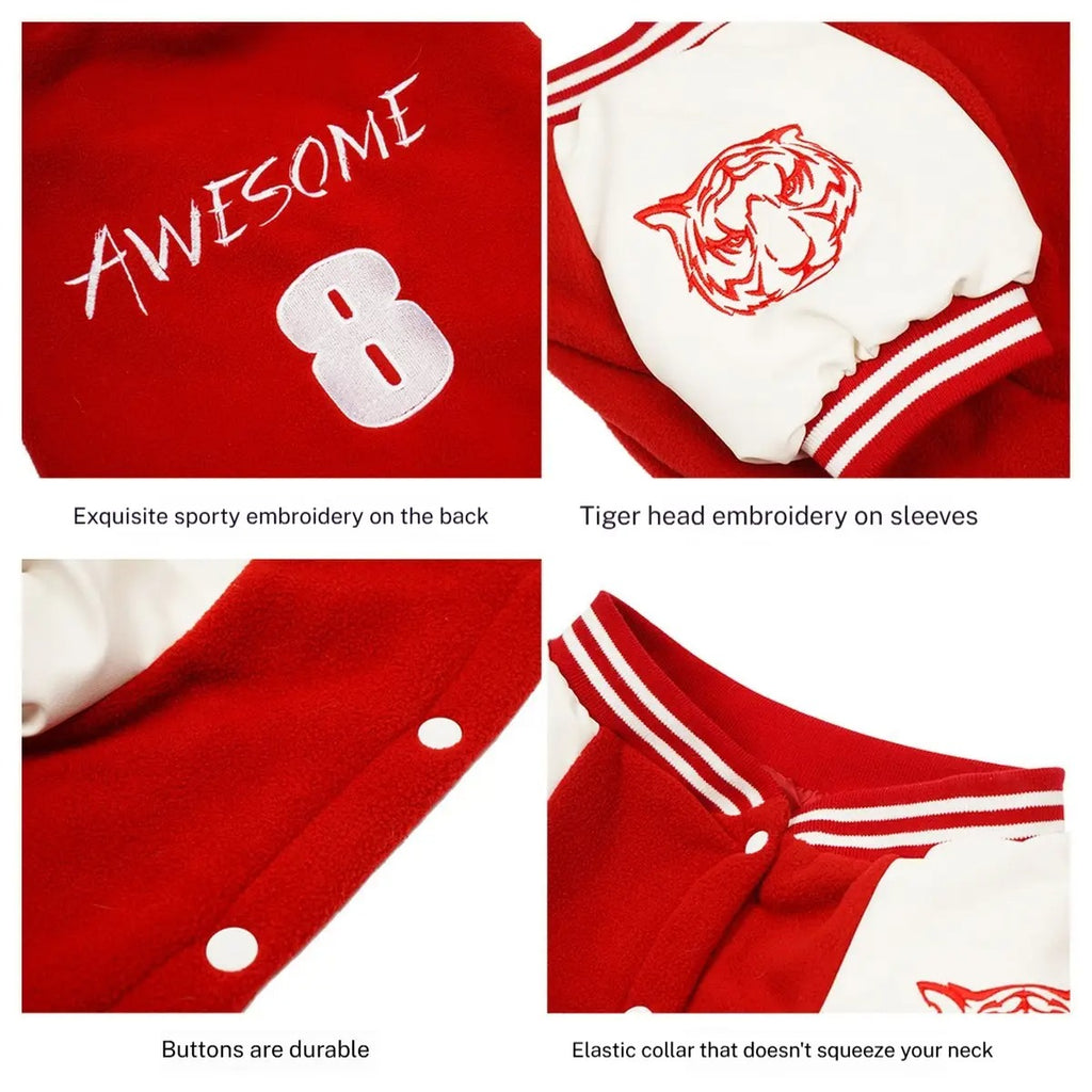 Dog Baseball Hoodie Jacket Warm Pet Sweatshirt_CWMM7466