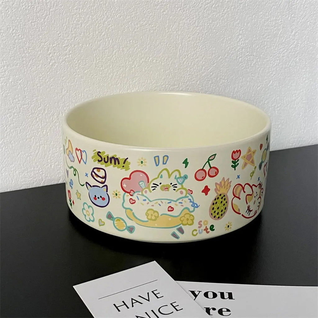 Cartoon Ceramic Pet Food & Water Bowl_CWMM5932
