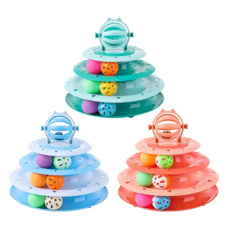 Four-Layer Cat Toy Tower with Teaser Stick_CWMM5141