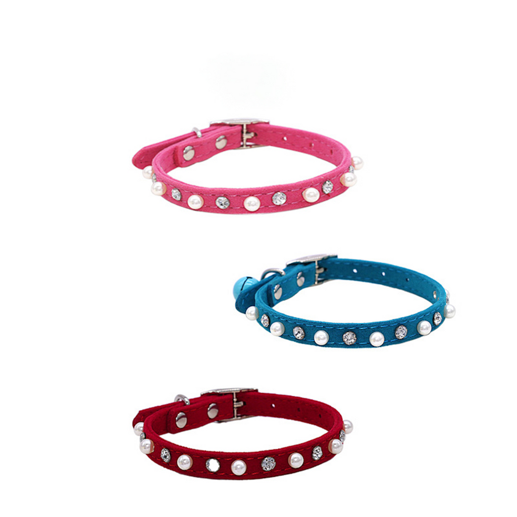 Cute Bell & Rhinestone Pet Collar for Dogs & Cats_CWMM7428
