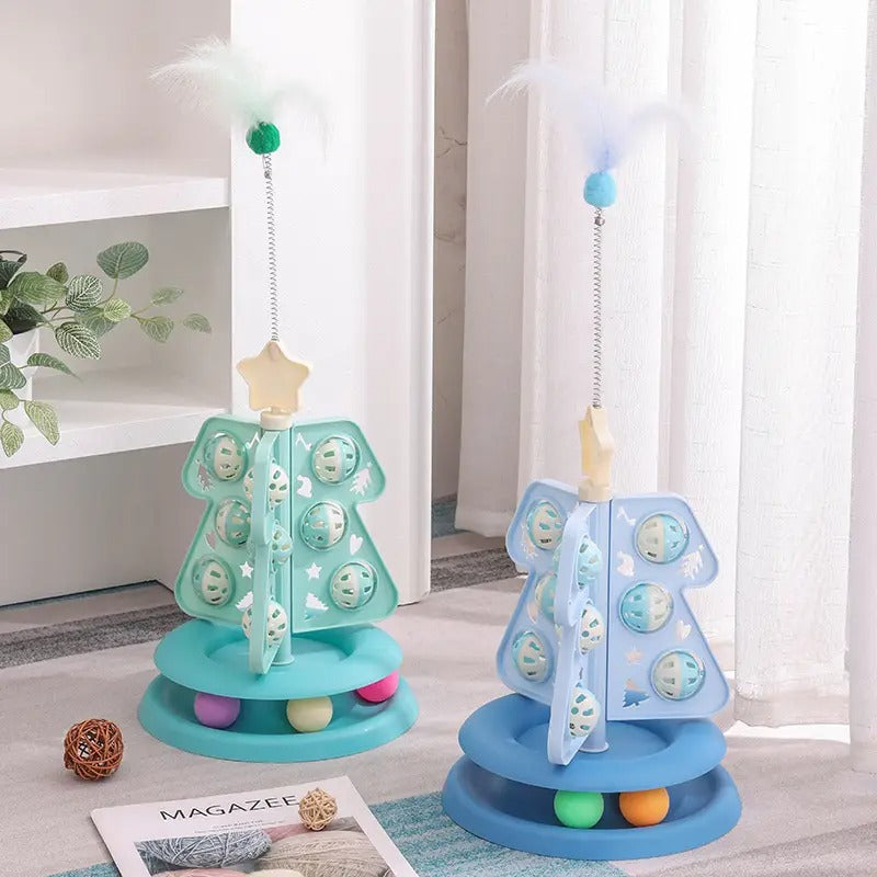 Christmas Tree Shape Cat Toy, with Teaser Wand_CWMM5147