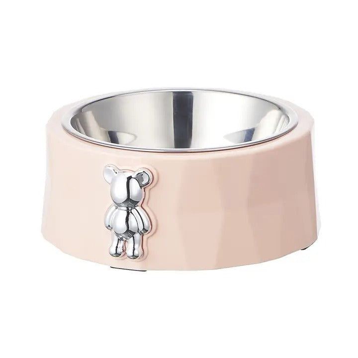 Bear Ornament Pet Bowl With Stainless Steel Bowl_CWMM5158