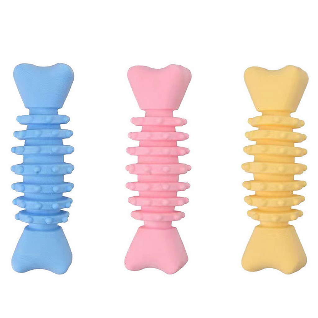 New TPR Macaron Fish Bone Chew Toy for Puppies_CWMM7234