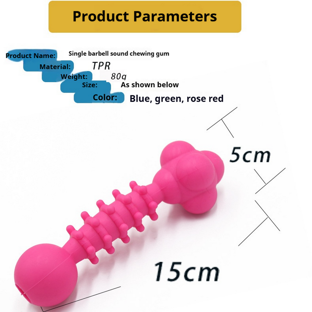 Durable Rubber Dog Chew Barbell Toy for Teeth Care_CWMM7241