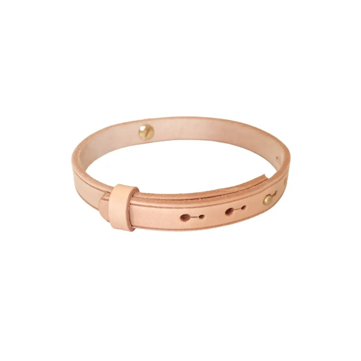 Genuine Leather Pet Collar with Bell Ring Loop_CWMM7719