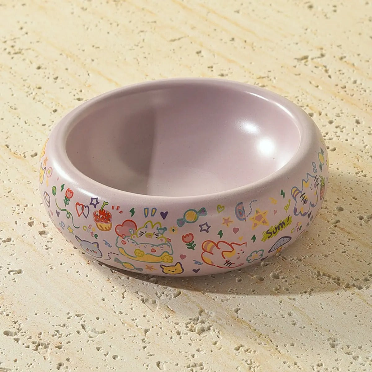 Graffiti Ceramic dog&Cat Bowl Anti-Spill Feeder_CWMM5945