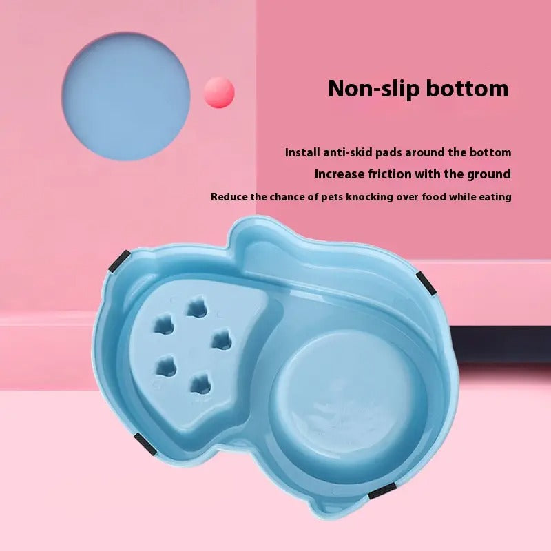 Cartoon Slow Feeder Dual Pet Bowl,Water & Food_CWMM5232