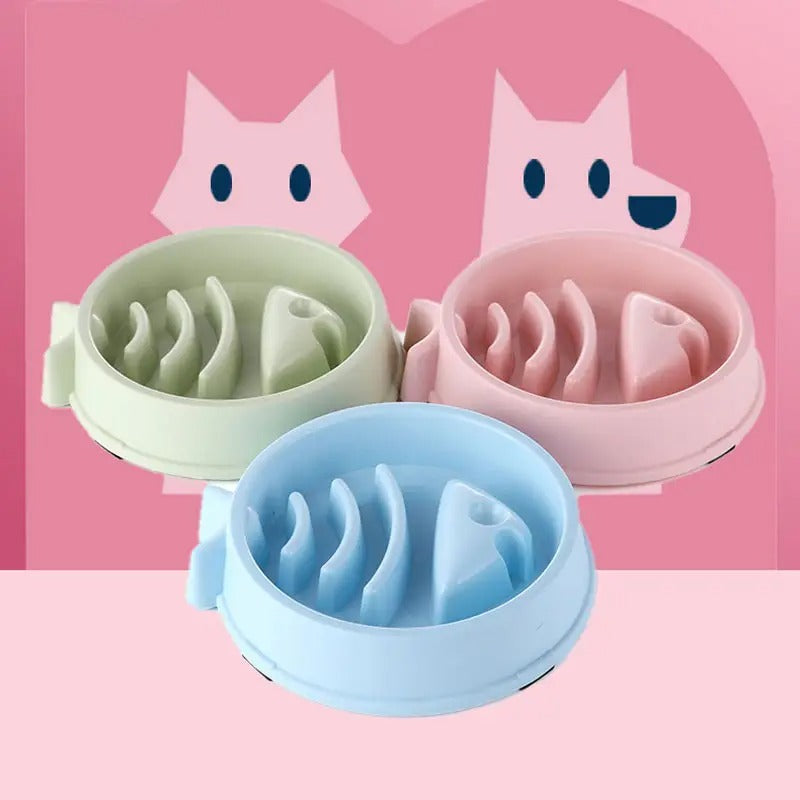 Fishbone Slow Feeder Dog Cat Pet Bowl, Anti-Choke_CWMM5215