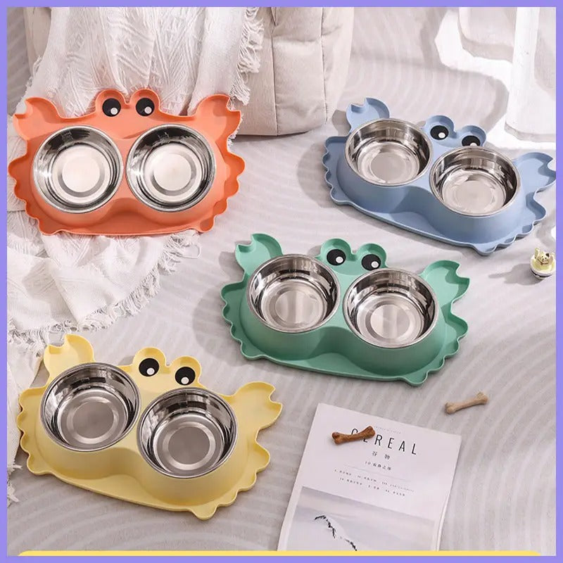 Crab Dual Pet Cat Dog Bowl,Detachable Non-Slip_CWMM5156