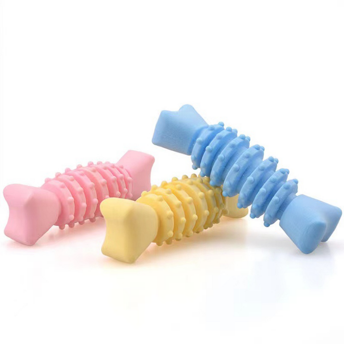 New TPR Macaron Fish Bone Chew Toy for Puppies_CWMM7234
