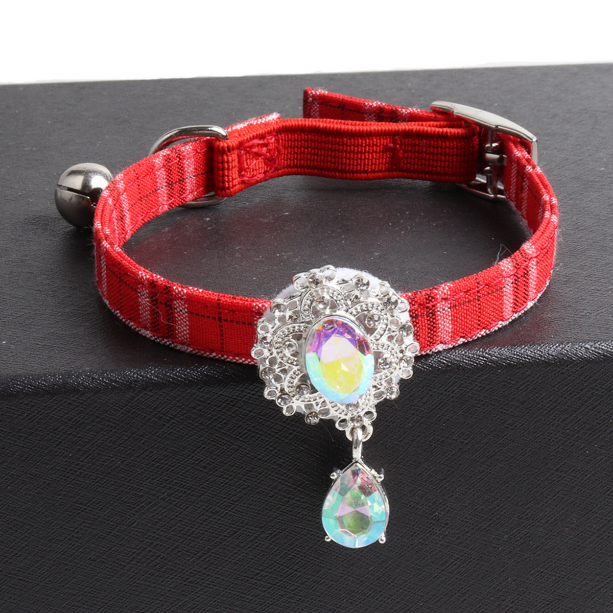 British Style Cat Collar – Gem Buckle & Pendant_CWMM7734