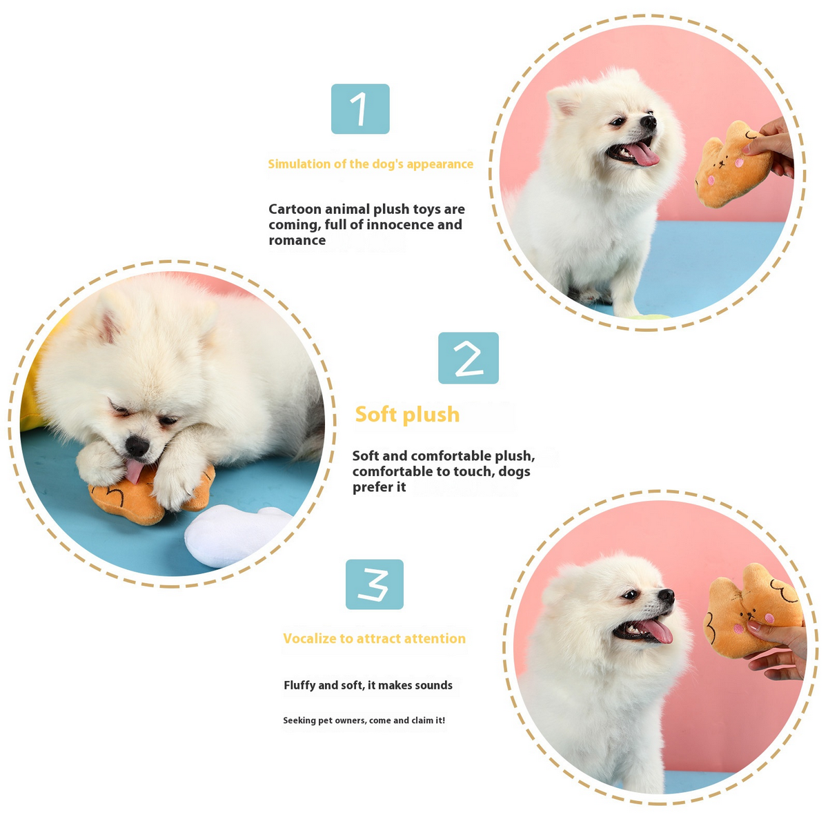 Dog Toy Set - 4 Squeaky Animal Heads_CWMM7171