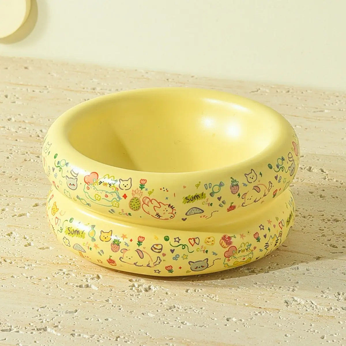 Graffiti Ceramic dog&Cat Bowl Anti-Spill Feeder_CWMM5945