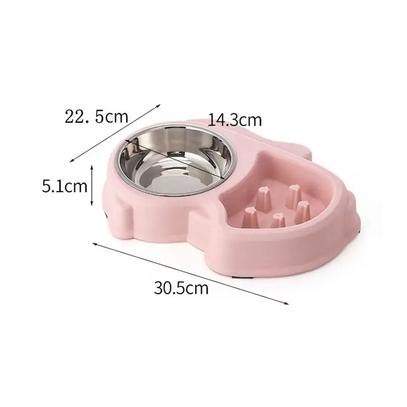 Cartoon Slow Feeder Dual Pet Bowl,Water & Food_CWMM5232
