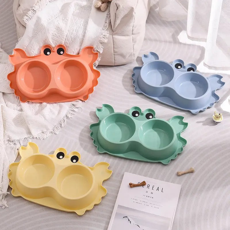 Crab Dual Pet Cat Dog Bowl,Detachable Non-Slip_CWMM5156