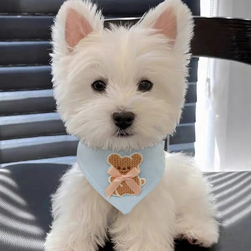 Dog Bandana Bib – Embroidered Bunny Scarf Collar_CWMM7258