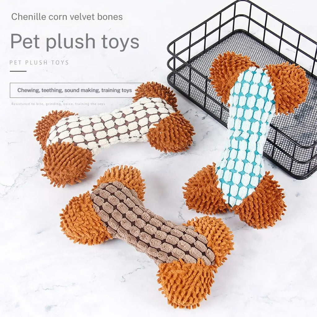Corn Velvet Bone Plush Pet Toy - Safe and Non-Toxic_CWMM5416