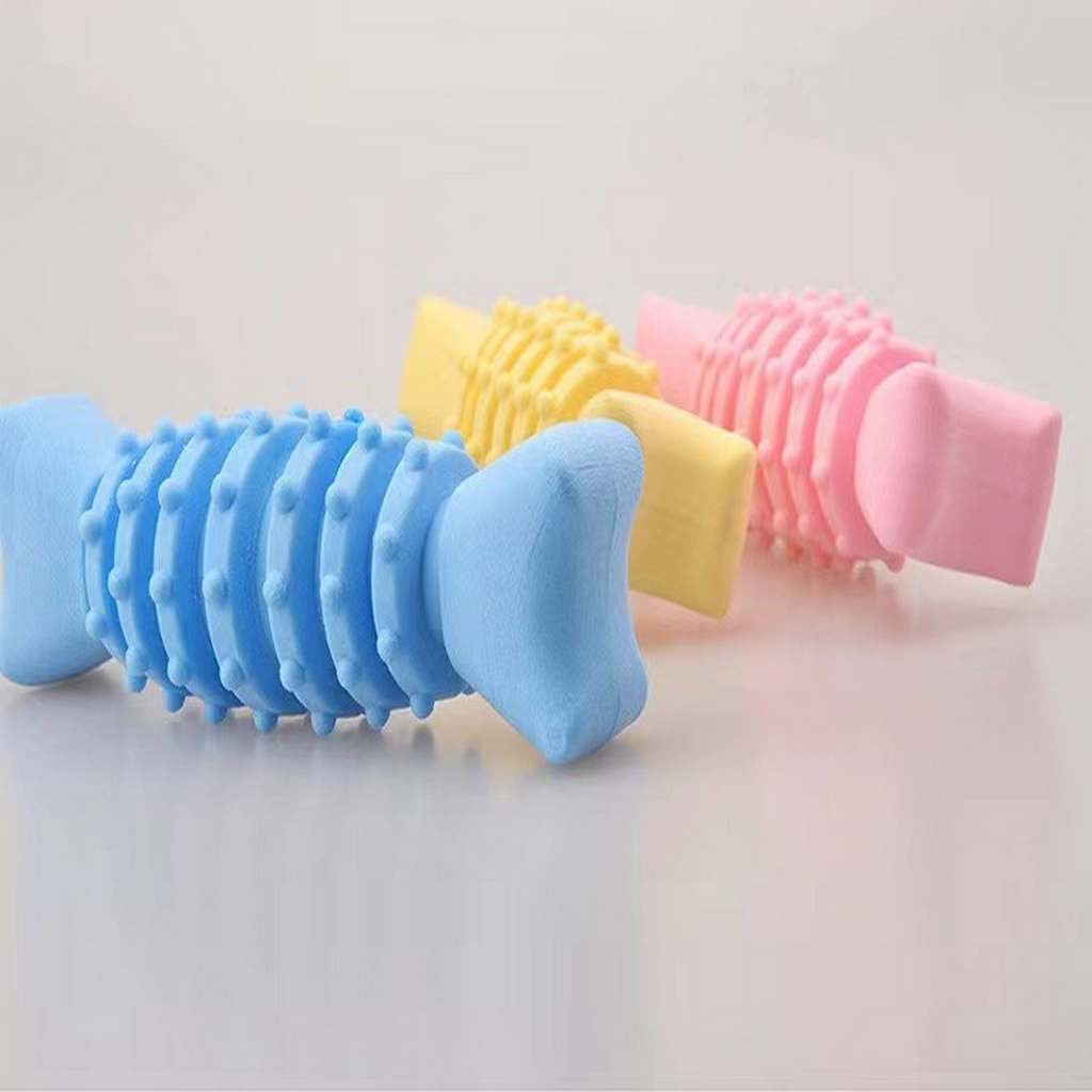 New TPR Macaron Fish Bone Chew Toy for Puppies_CWMM7234
