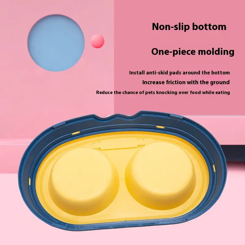 Cartoon Double Pet Bowl With Stainless Steel Bowl_CWMM5177