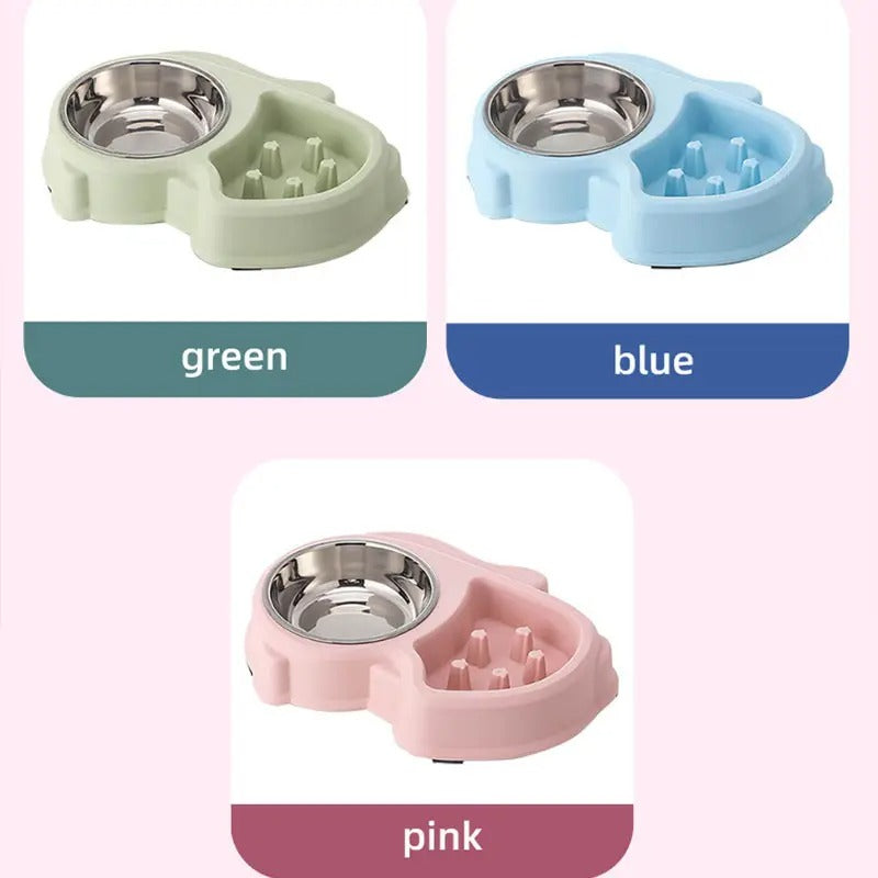 Cartoon Slow Feeder Dual Pet Bowl,Water & Food_CWMM5232