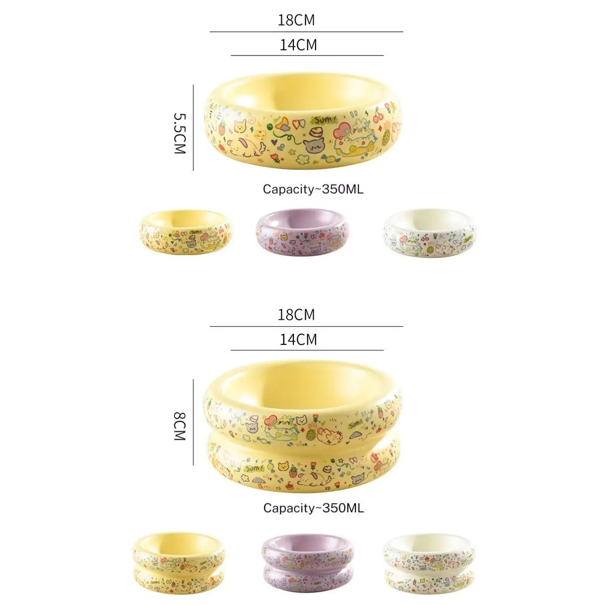 Graffiti Ceramic dog&Cat Bowl Anti-Spill Feeder_CWMM5945