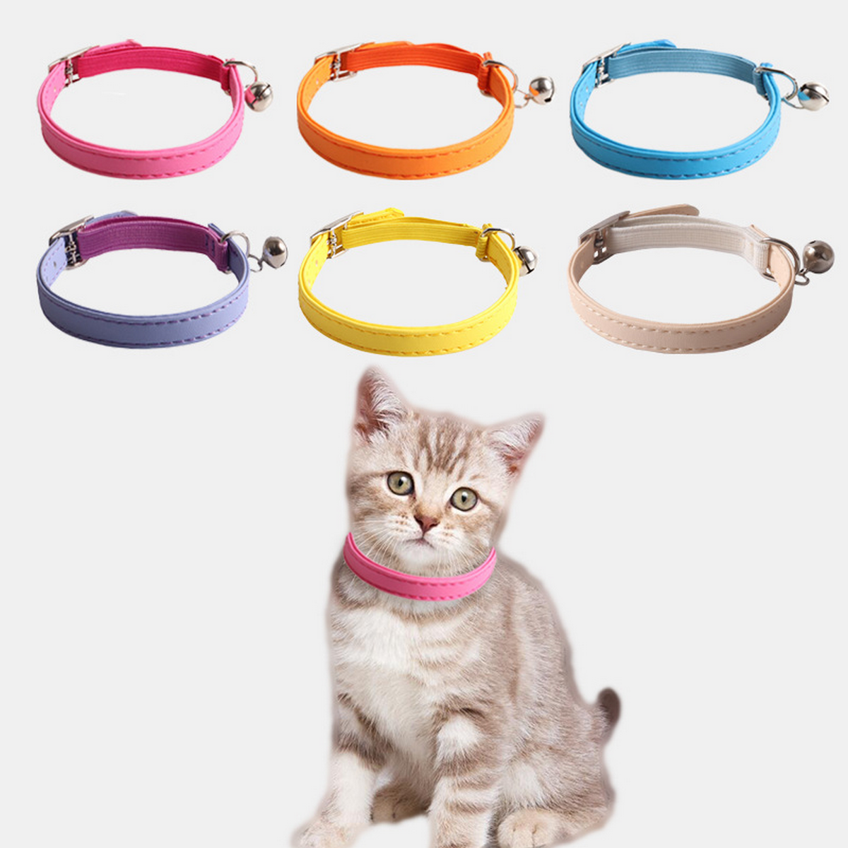 Macaron Color Cat Collar – Soft PU Strap_CWMM7616