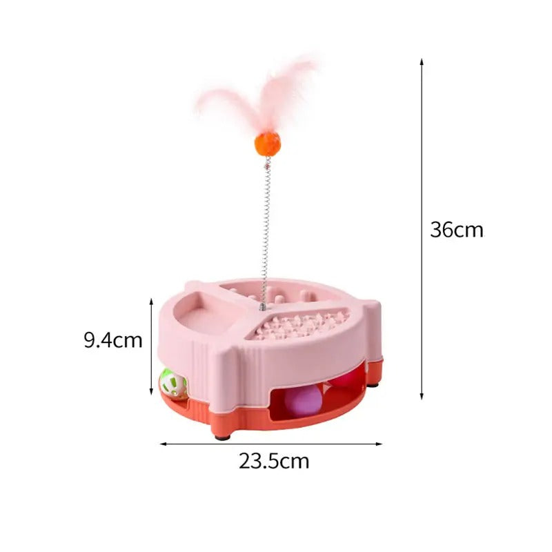 Cat Toy Spin Tray with Water & Food Bowl_CWMM5144